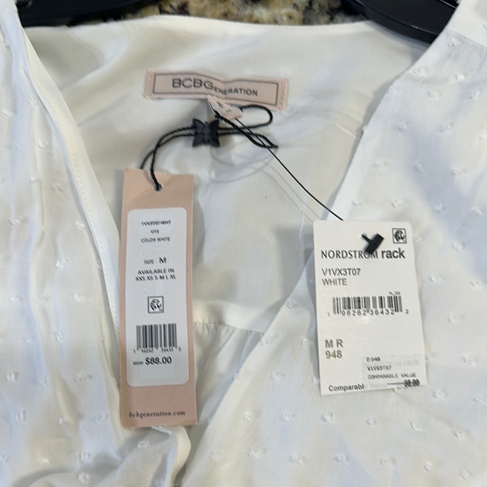 BCBGMaxAzria White Tie-Front Blouse - Picture 4 of 4